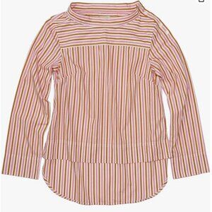 Women's J.Crew Factory Striped Funnelneck Long-Sleeved Blouse, Pink Brown Stripe